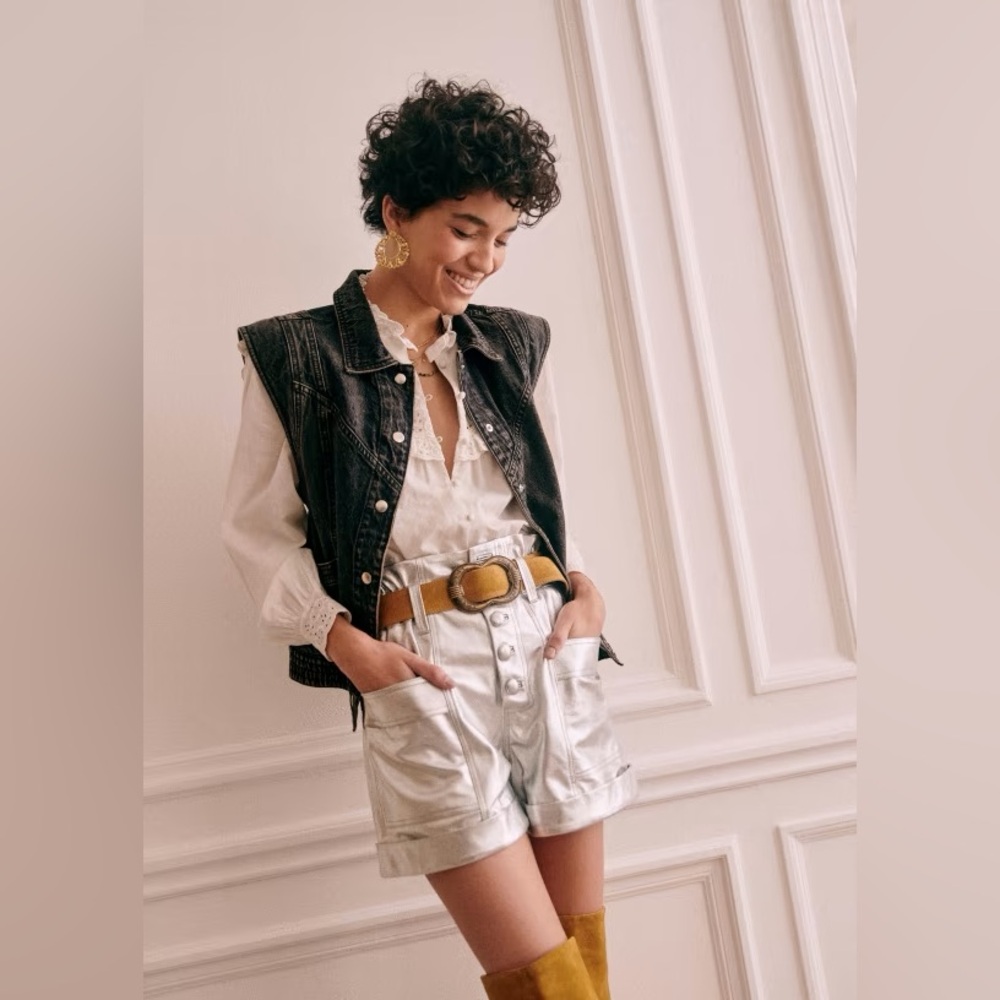 Sézane. Veste Tim, Vintage-Inspired Black Denim Vest. NWT!